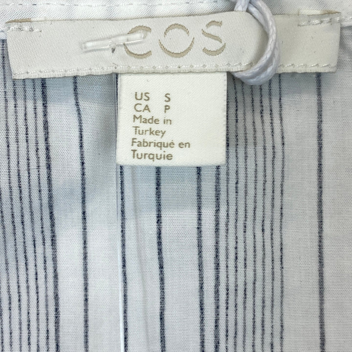 COS White and Navy Skinny Pinstripe Tank Top - Tag