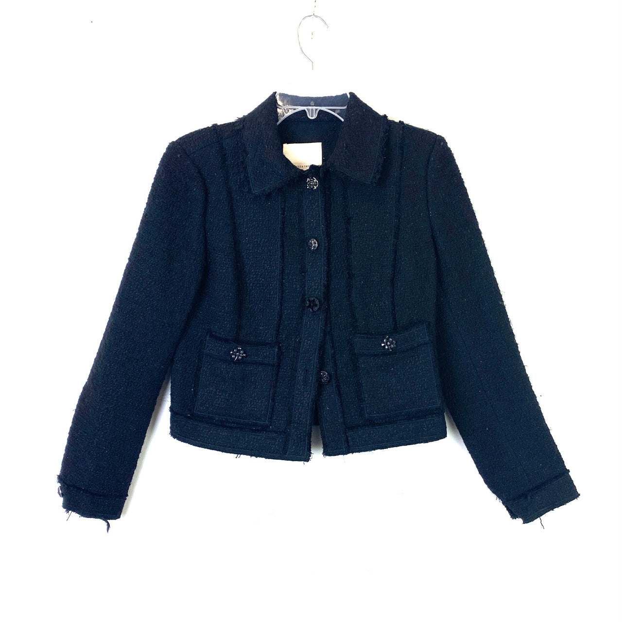Rebecca Taylor Black Sparkle Tweed Jacket-Thumbnail