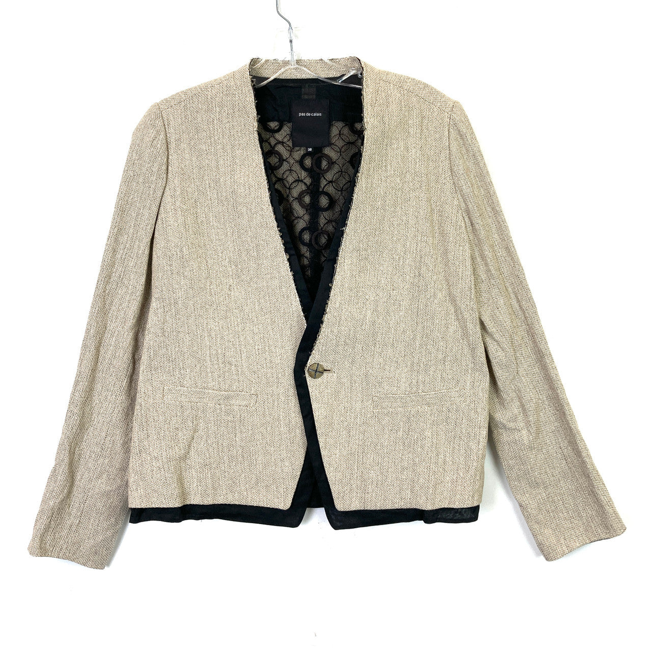 pas de calais Collarless Layered Look Jacket-Thumbnail