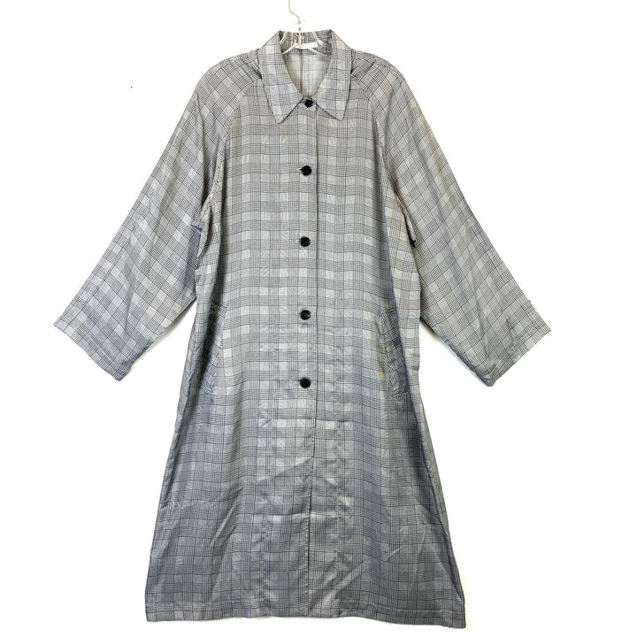 6397 Oversized Silky Gray Plaid Coat-Thumbnail