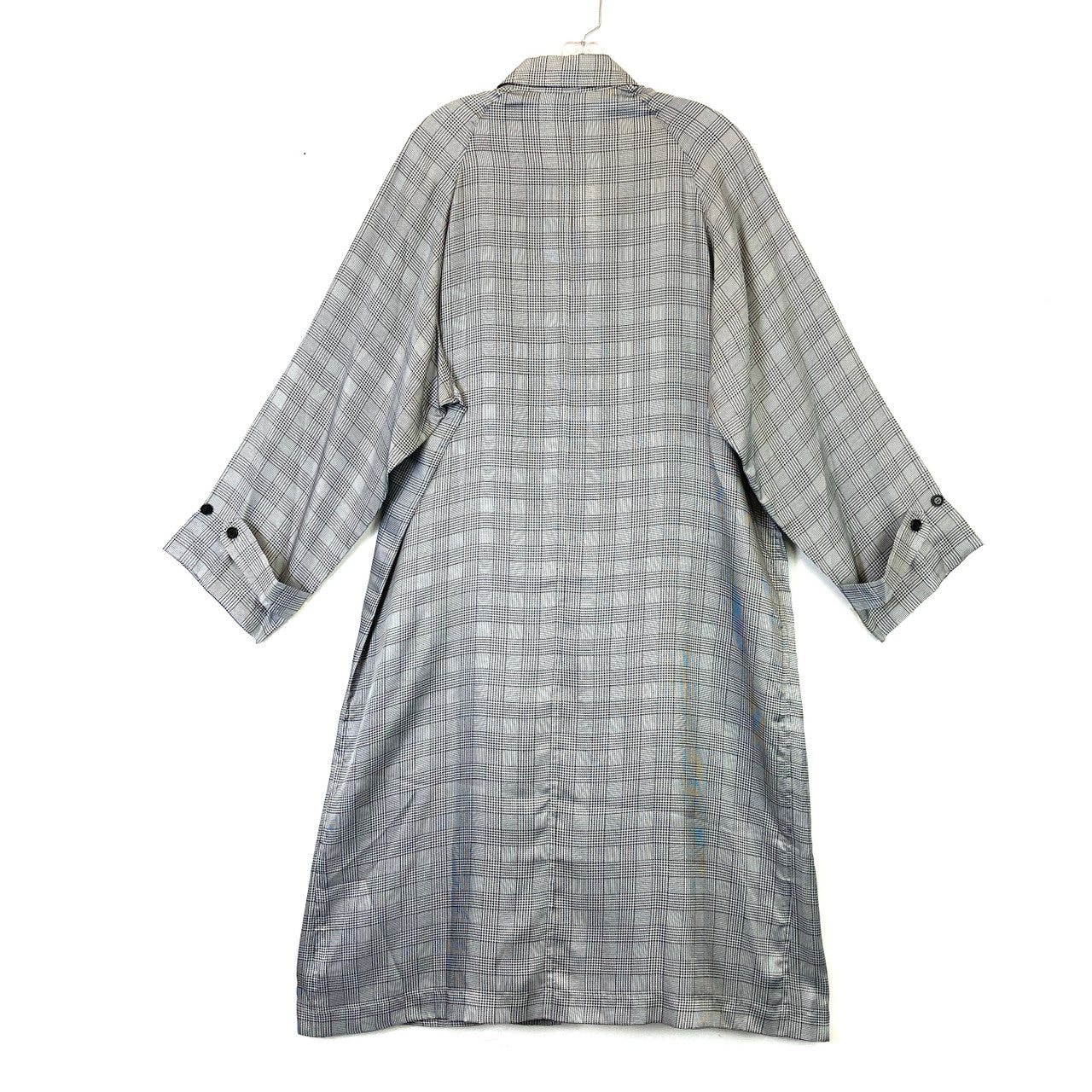 6397 Oversized Silky Gray Plaid Coat-Back