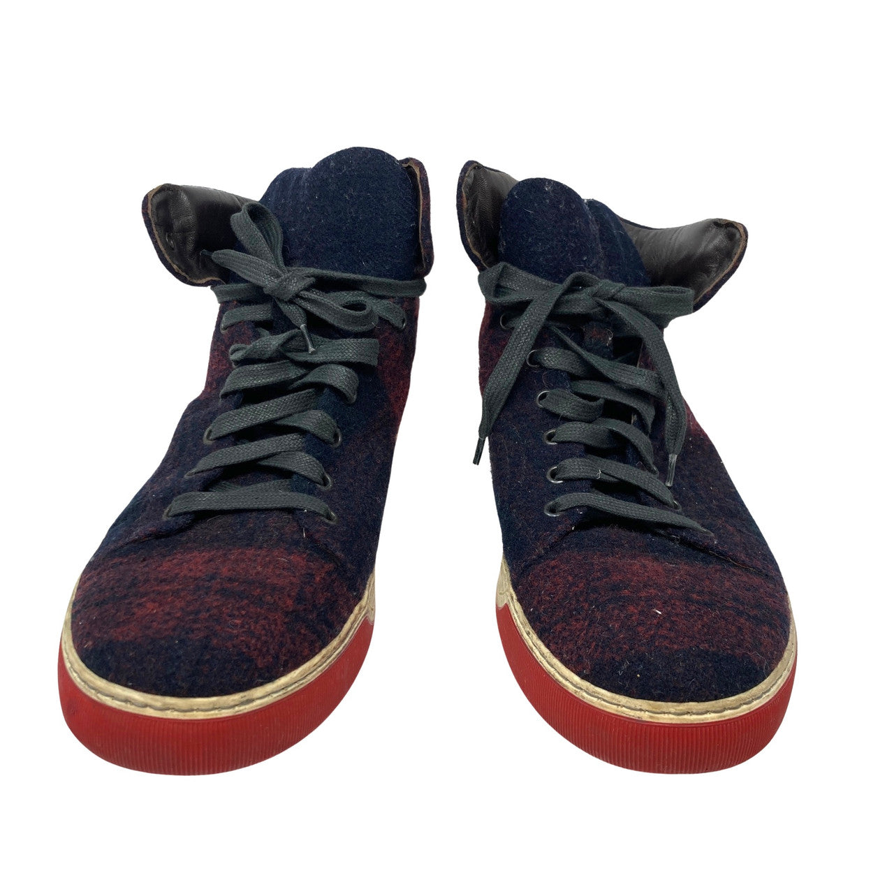 Lanvin Plaid High Top Sneakers-front