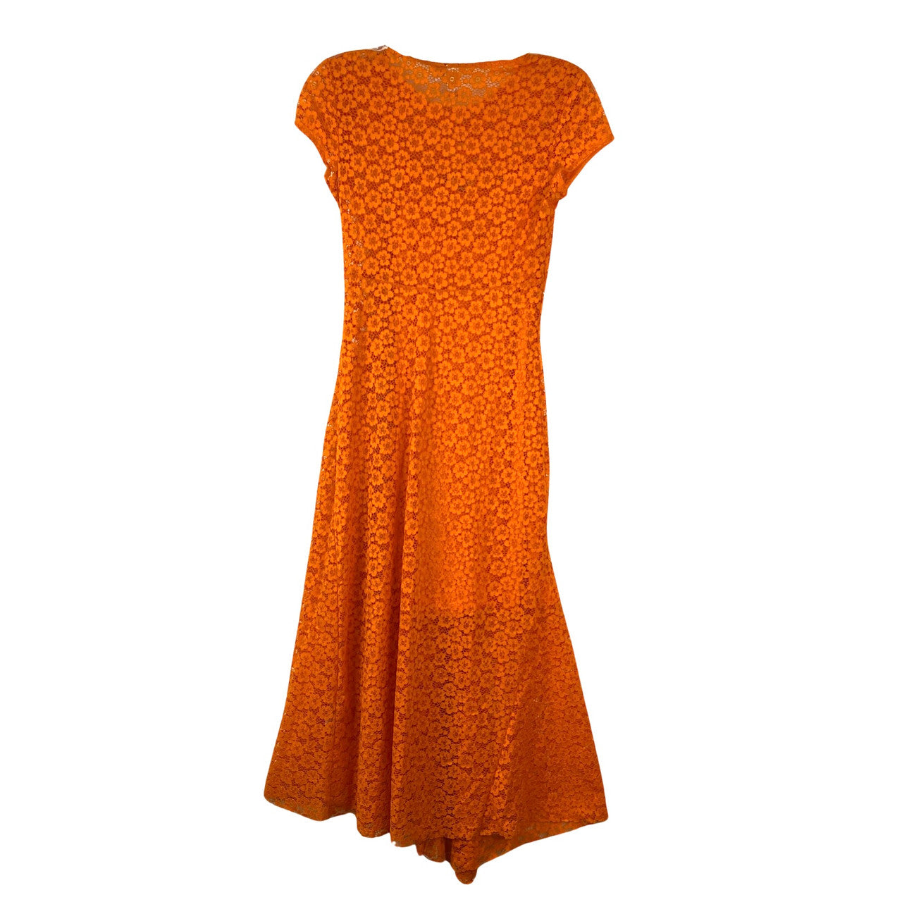 & Other Stories Short Sleeved Orange Lace Midi Dress-back