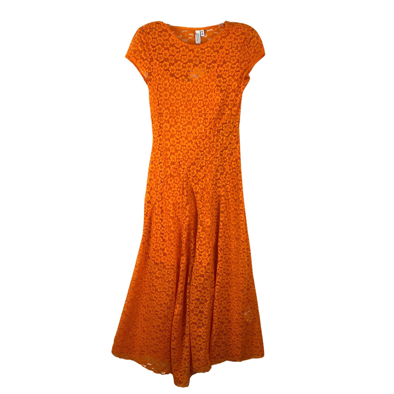 & Other Stories Short Sleeved Orange Lace Midi Dress-front