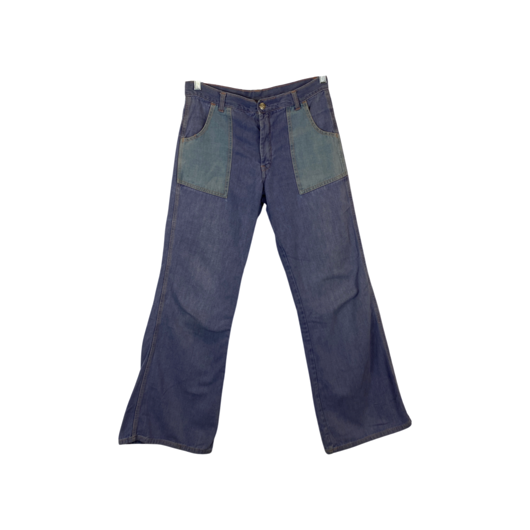 Patchwork Pocket Flared Jeans-front