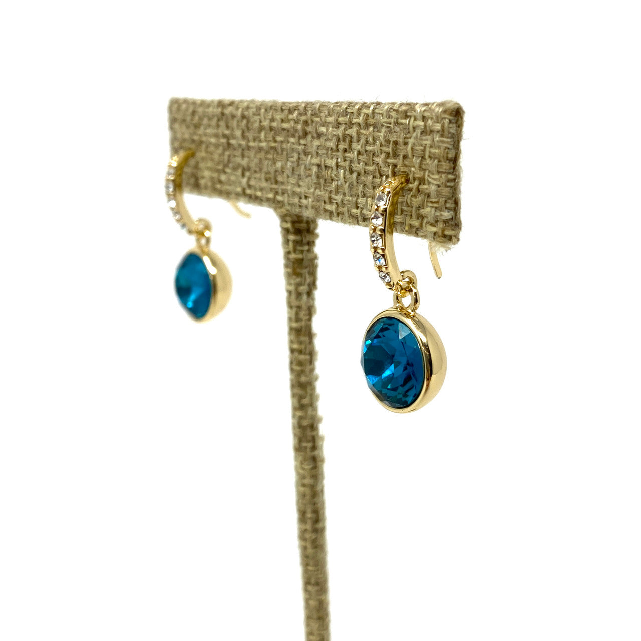 Faceted Pave Drop Earrings- Blue Detail