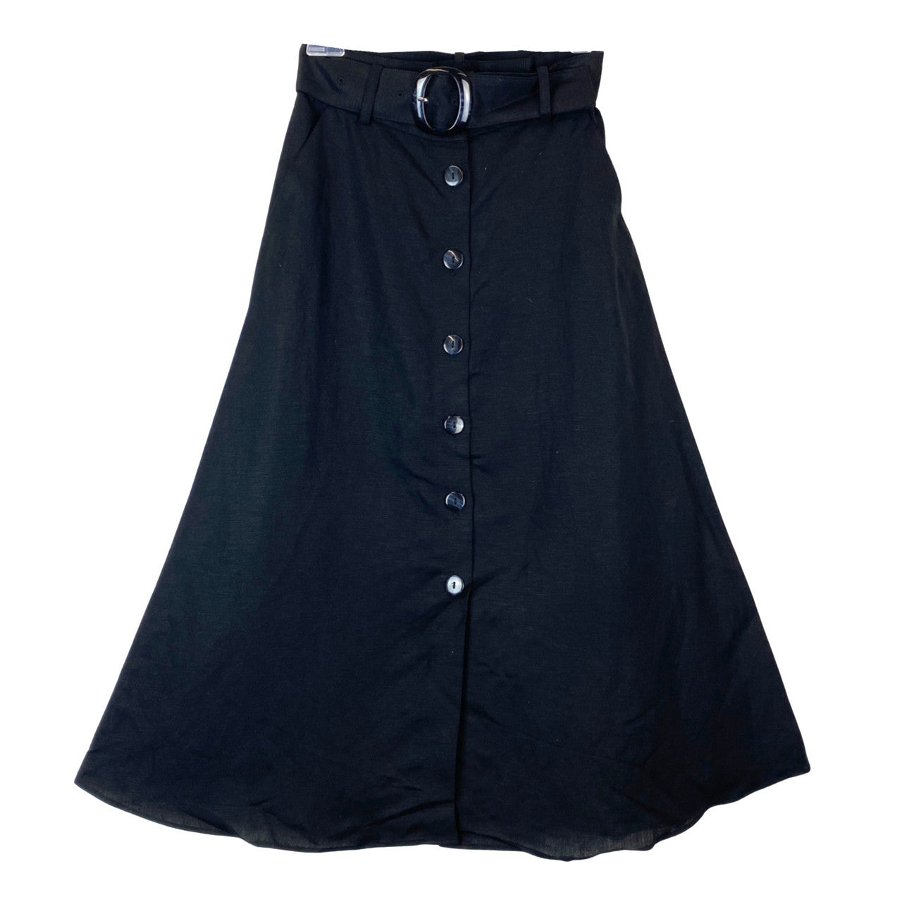 & Other Stories Button Front Linen Blend Midi Skirt-front