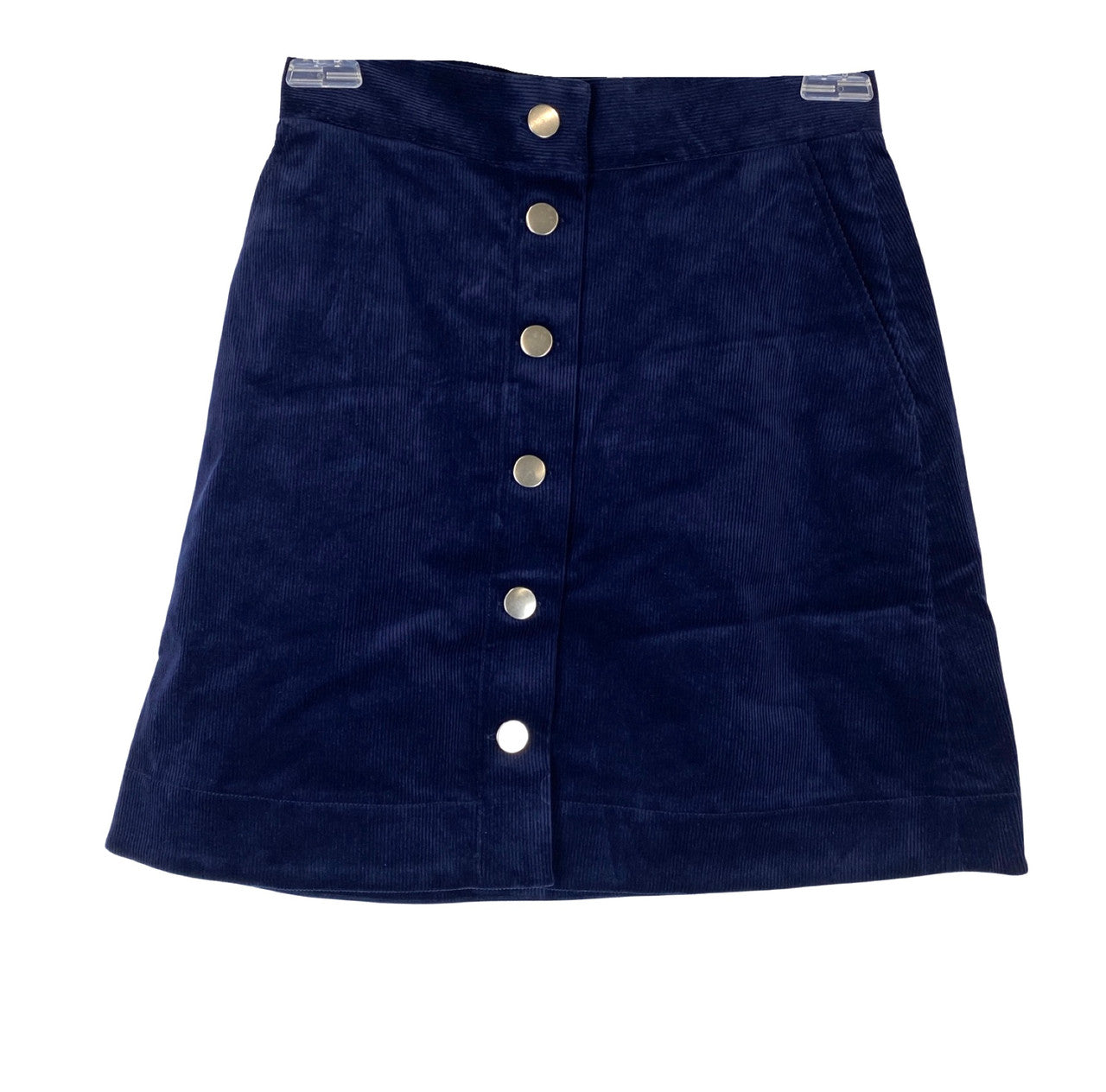 & Other Stories Corduroy Button Front Mini Skirt-blue front