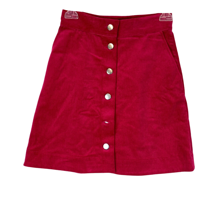 & Other Stories Corduroy Button Front Mini Skirt-pink front