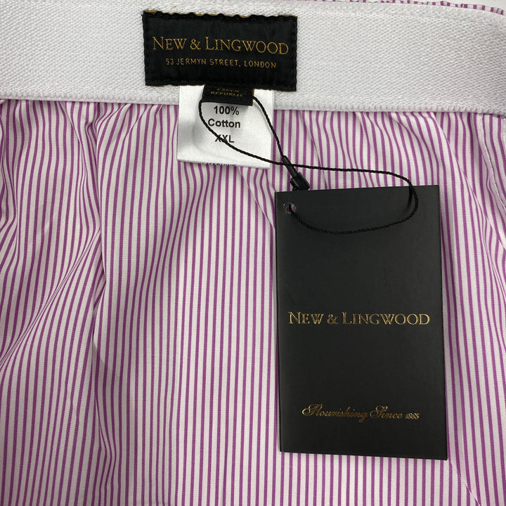 New & Lingwood Pink and White Striped Cotton Boxers-Label