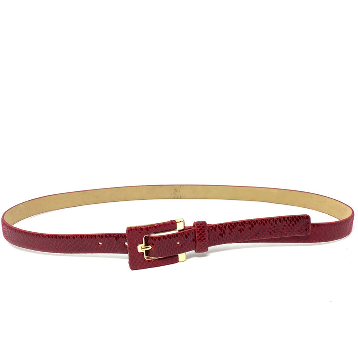 Cranberry Glossy Lizard Texture Belt- Thumbnail