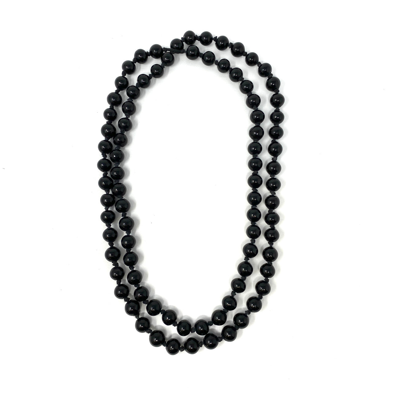 Black Beads Knotted Double Wrap Necklace- Wrapped