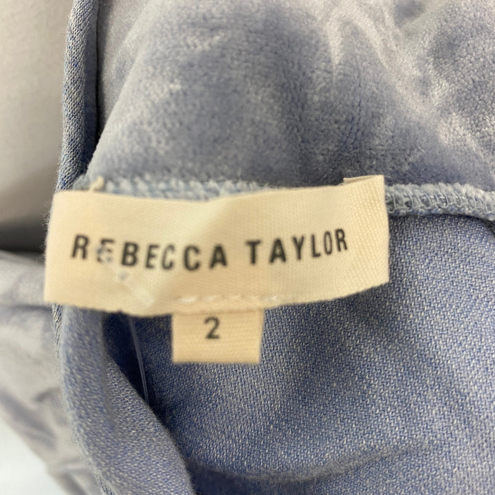 Rebecca Taylor Periwinkle Velvet Mock Neck Top- Label