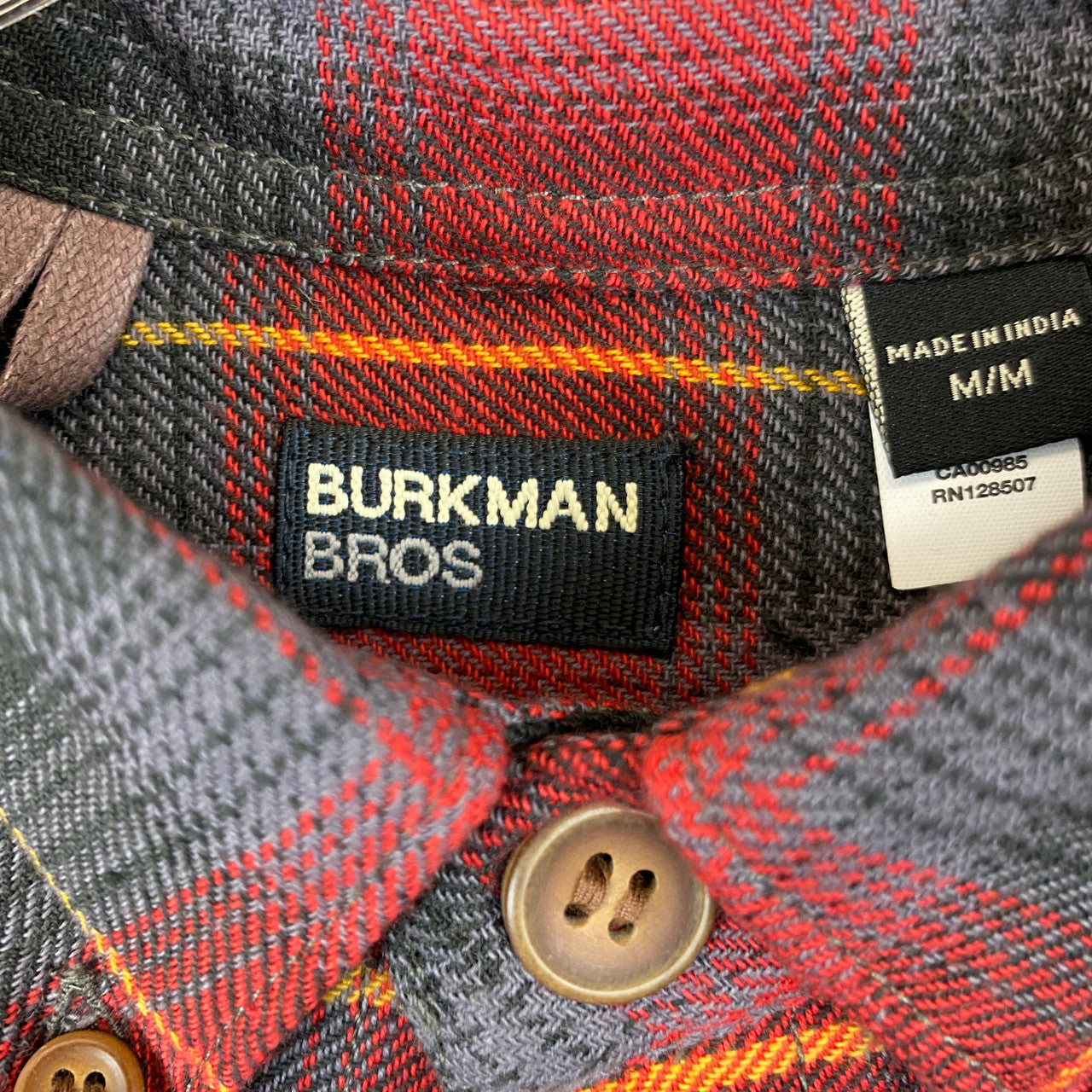 Burkman Bros Red and Black Flannel Button Down-Label