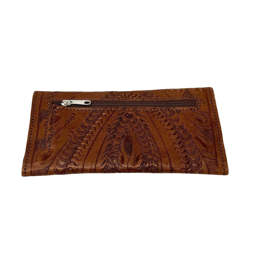 Floral Etched Leather Wallet