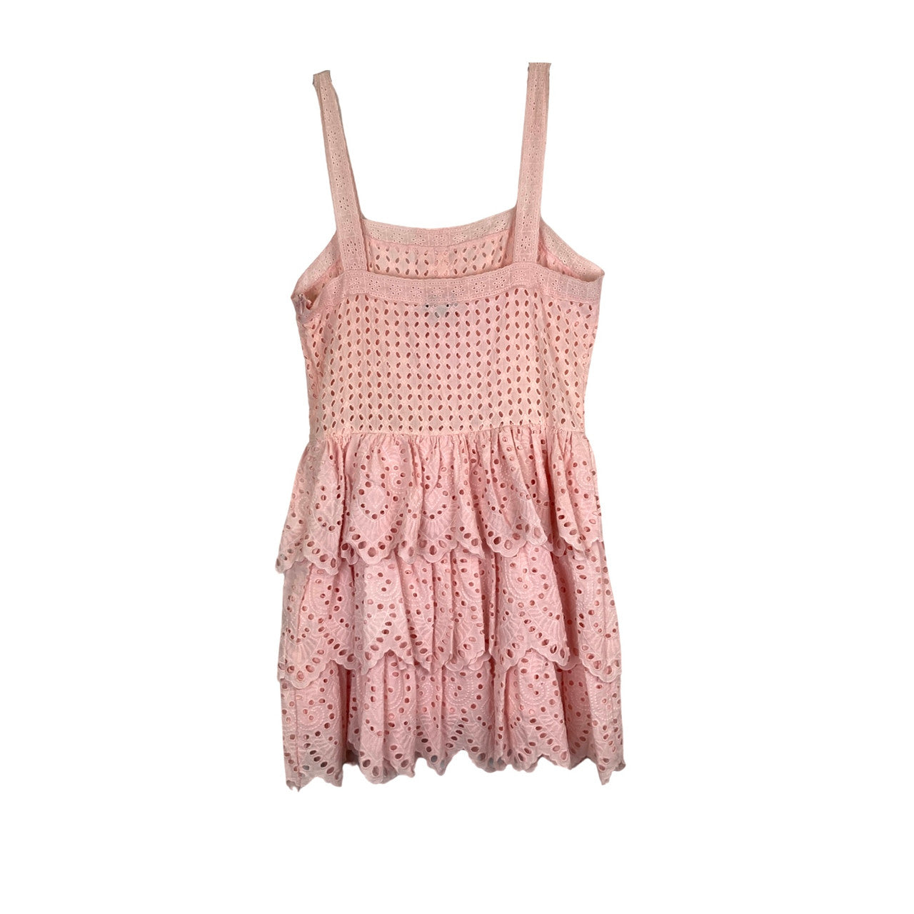 Stellah Lace Eyelet Ruffled Hem Dress-pink back