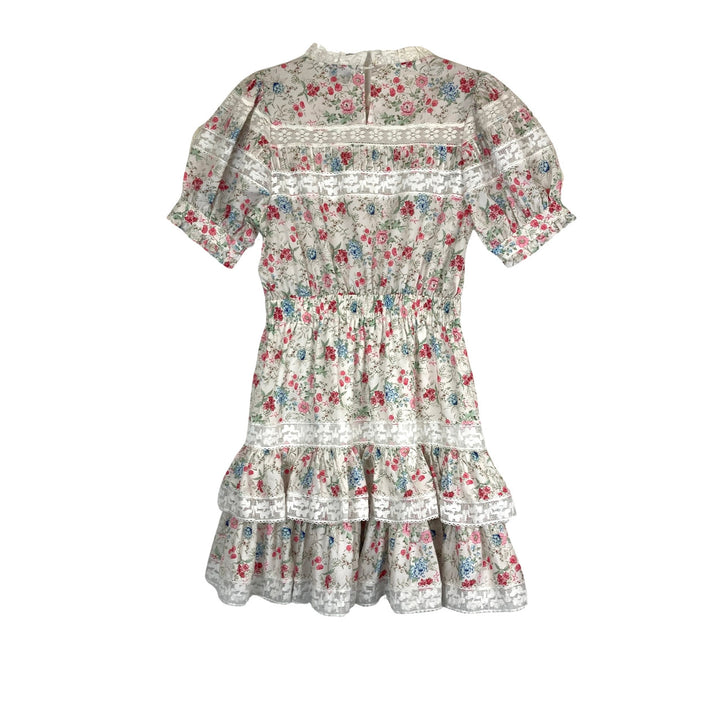 Stellah Floral Print Short Sleeved Lace Ruffle Dress-back