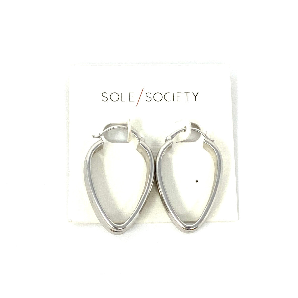 Sole Society Silver Oval Hoop Earrings- Thumbnail