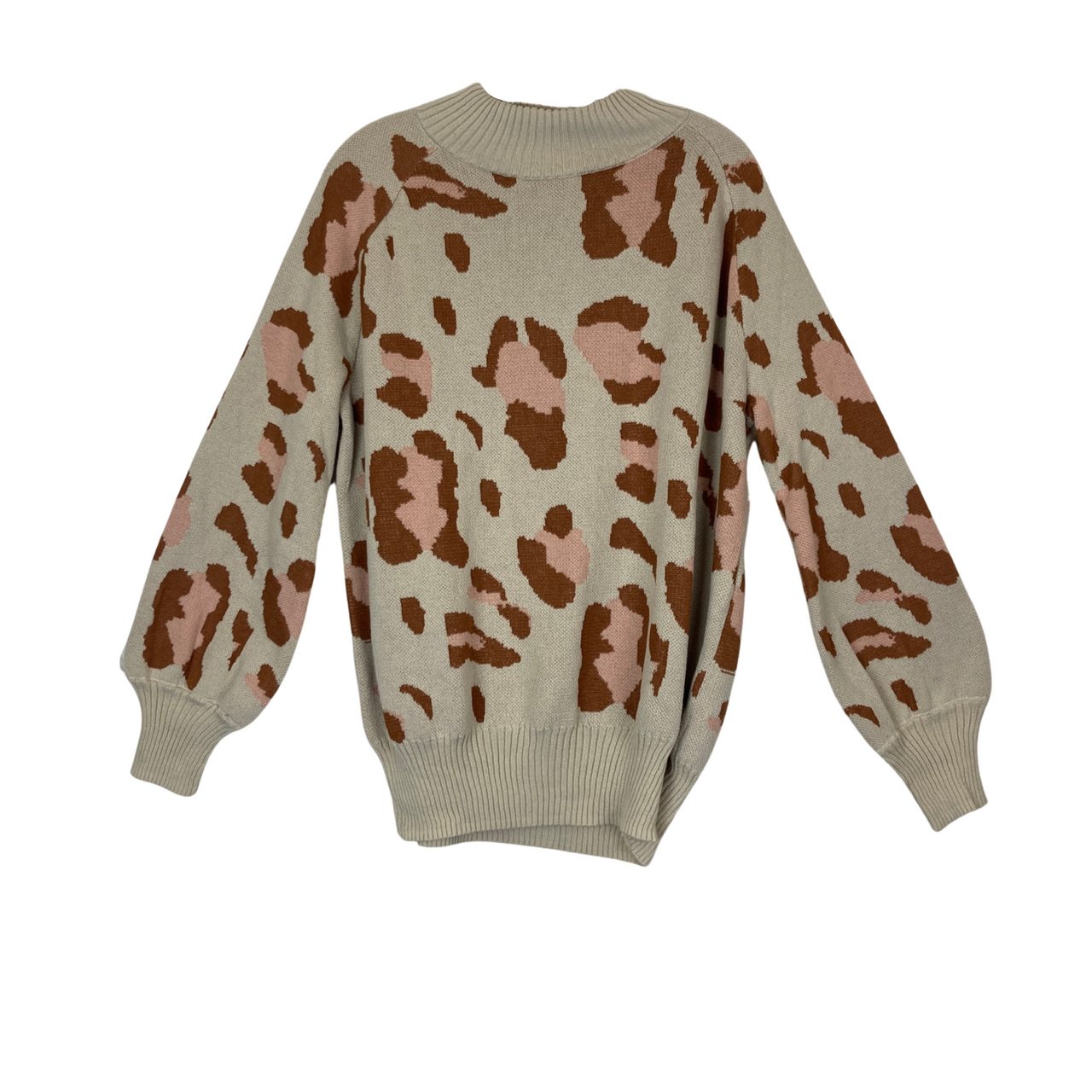 Stellah Leopard Print Mock Neck Sweater-front