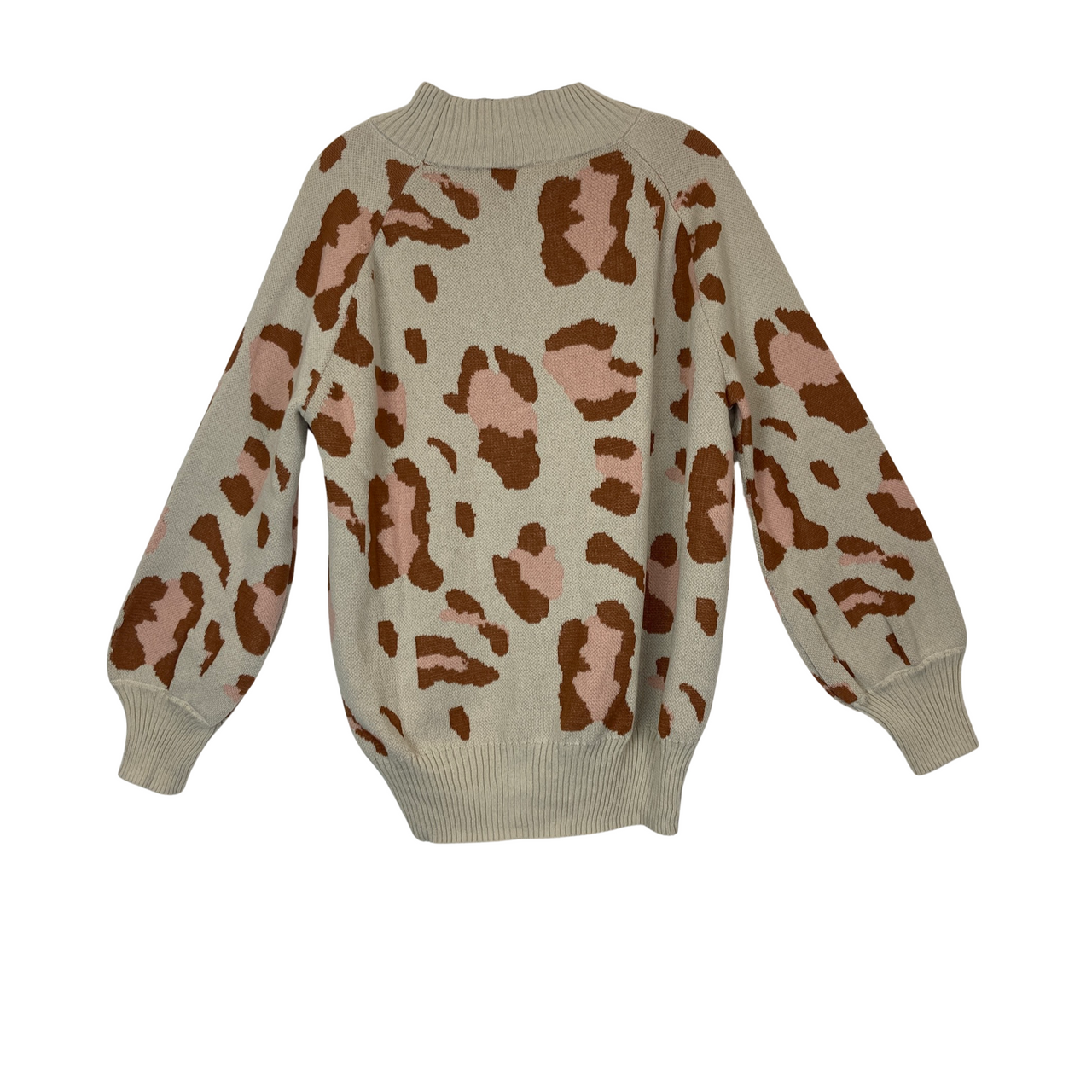 Stellah Leopard Print Mock Neck Sweater-back