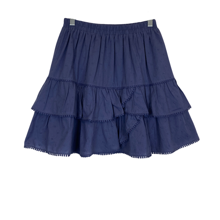 Stellah Dotted Tiered Mini Skirt-blue front