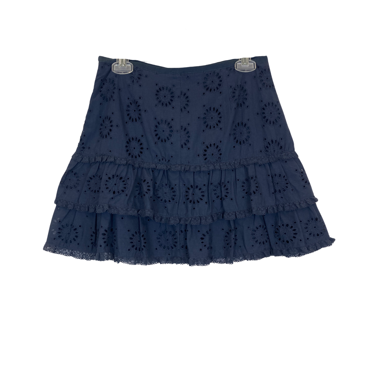 Stellah Eyelet Trimmed Mini Skirt-blue front
