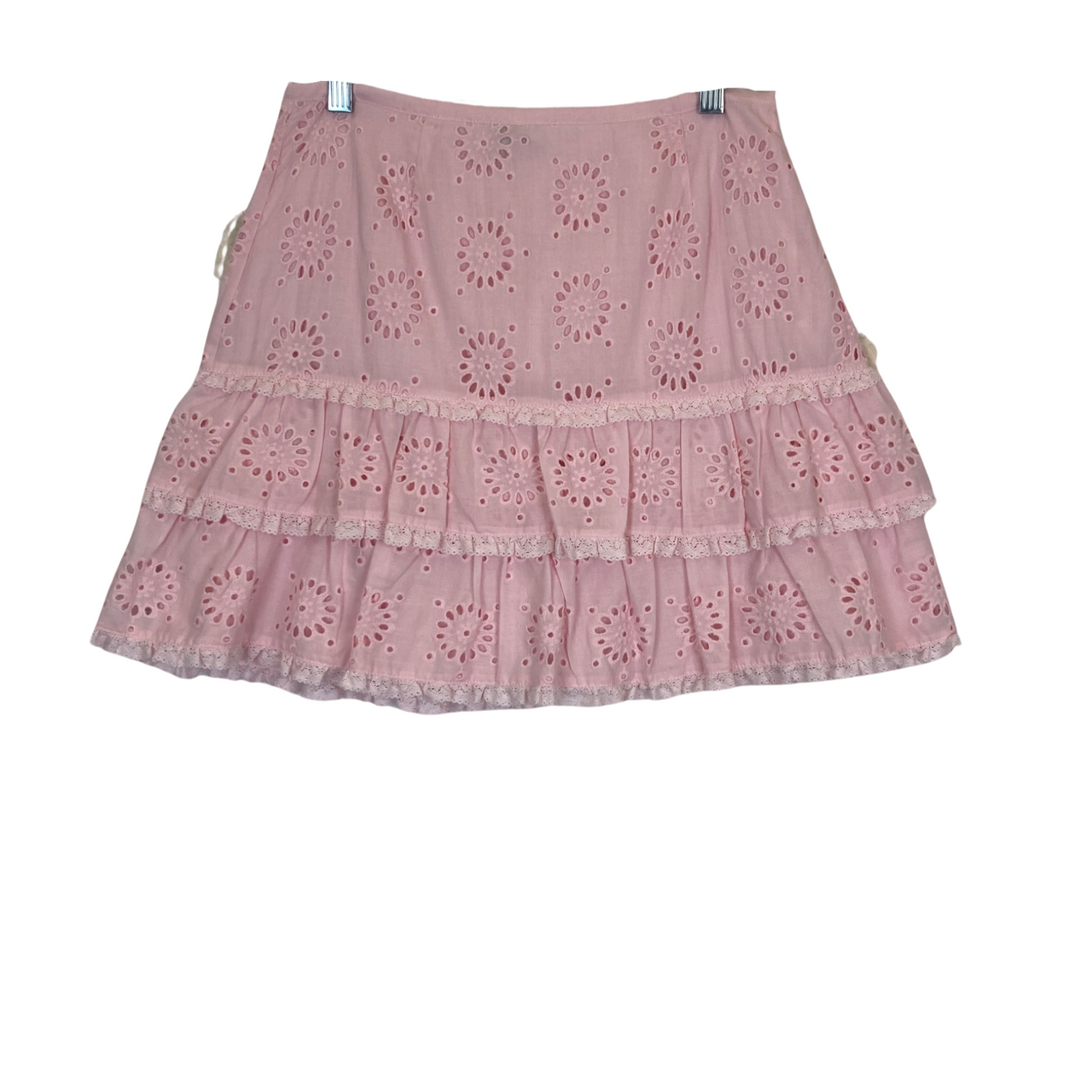 Stellah Eyelet Trimmed Mini Skirt-pink front