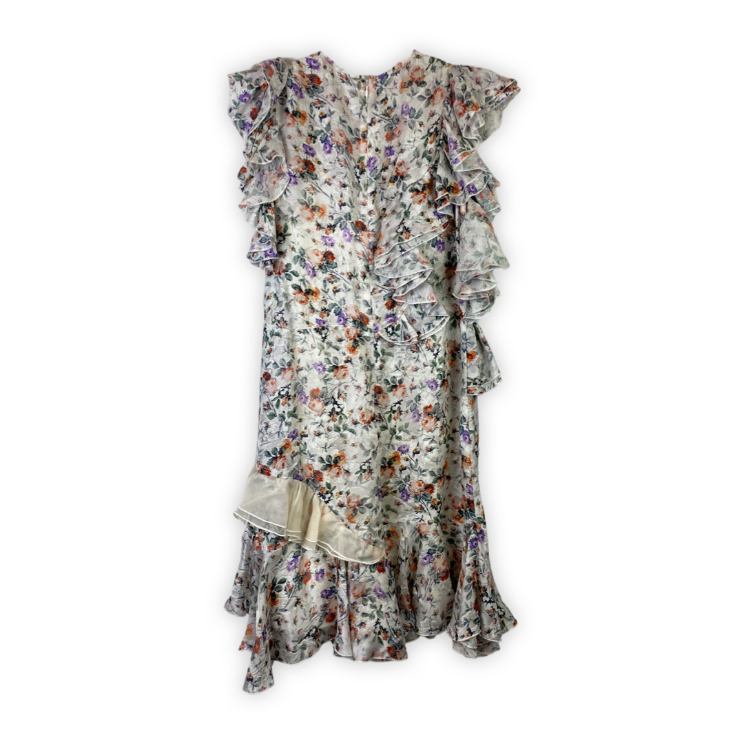 Rebecca Taylor White Ruffle Floral Dress-Back