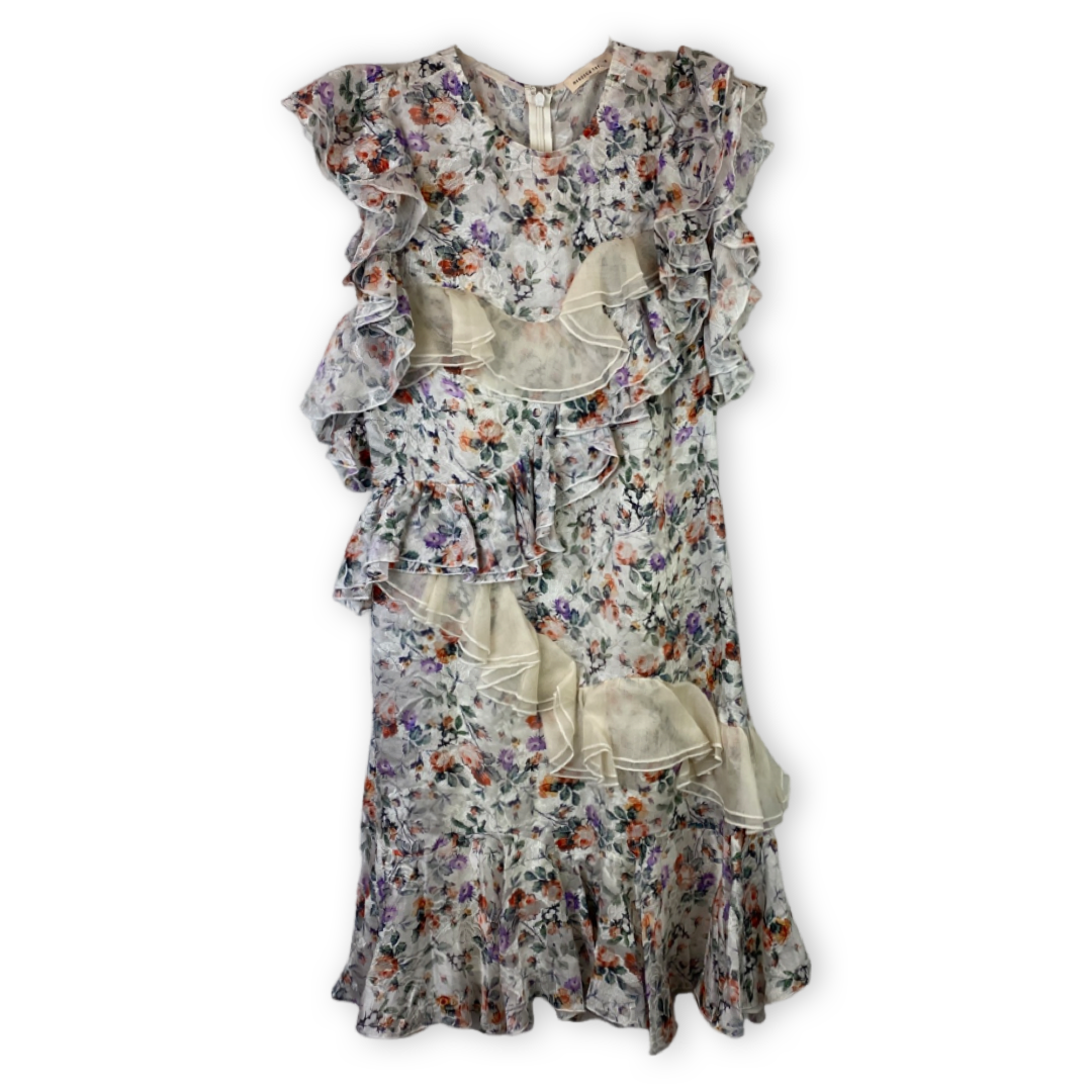 Rebecca Taylor White Ruffle Floral Dress-Thumbnail