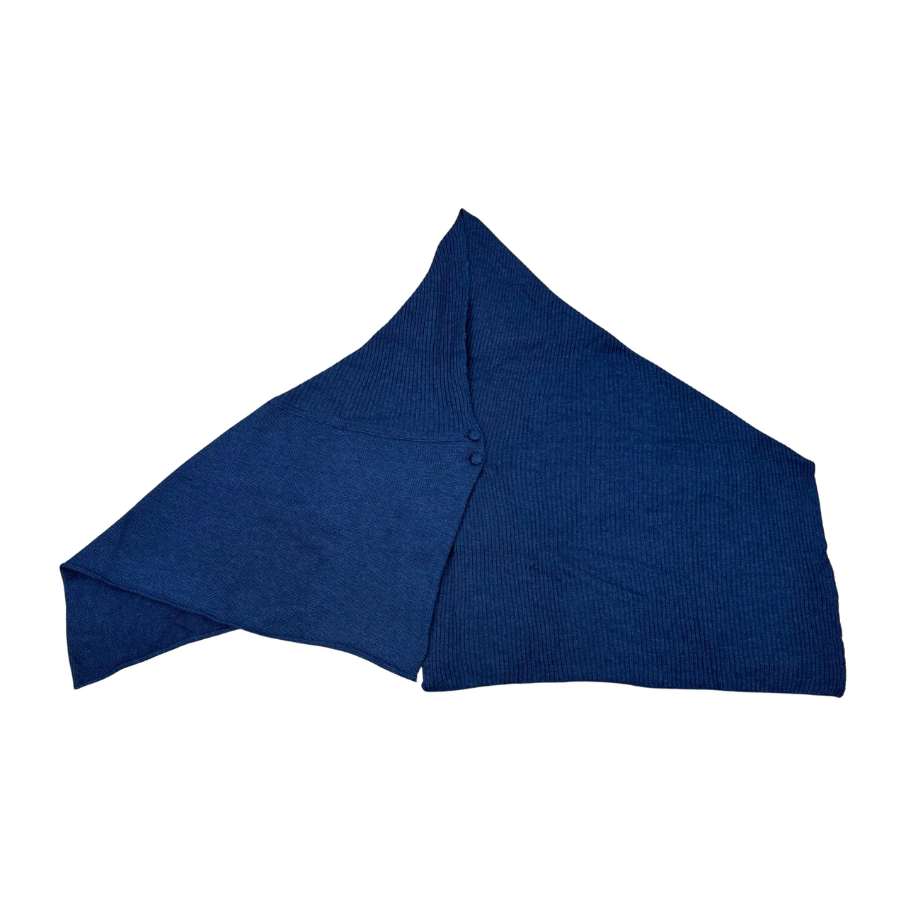 Portolano Asymmetrical Merino Wool Knit Poncho-Blue Front
