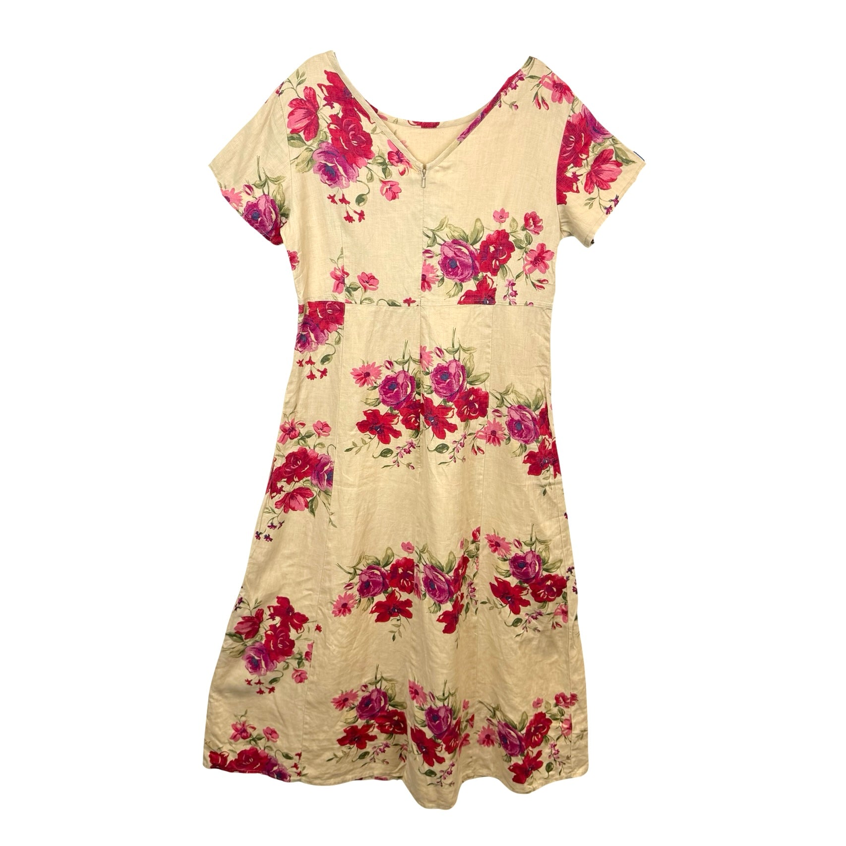 Linen Floral Print Dress