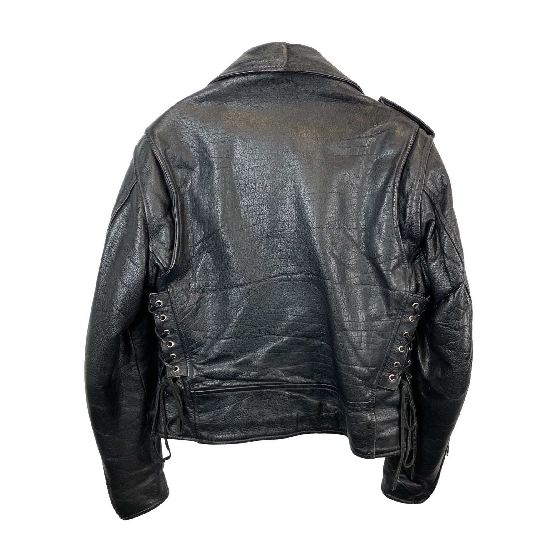Vintage Leather Gold Genuine Leather Biker Jacket