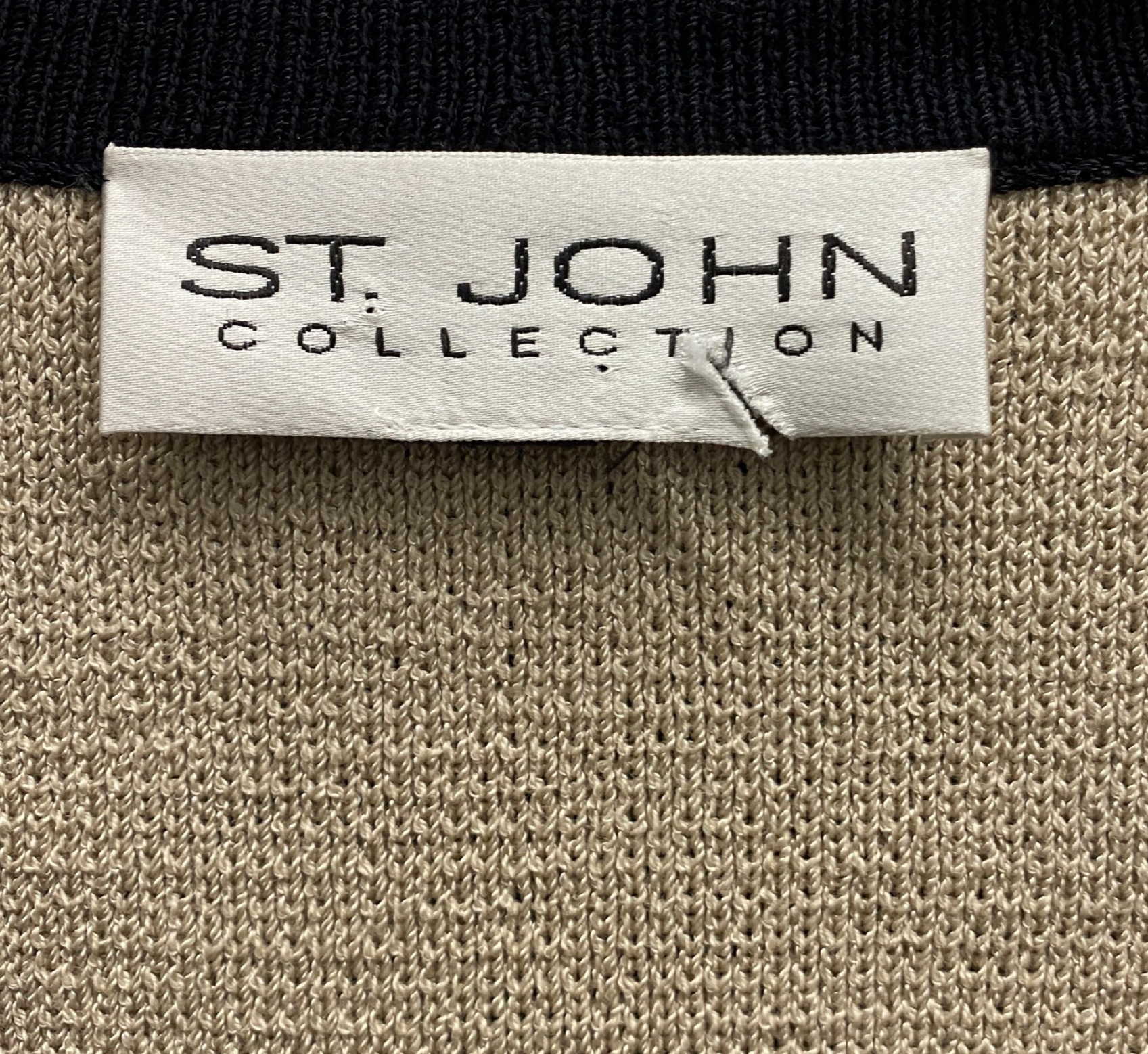 Vintage St. John Collection Santana Knit Black Trim Button Down Cardigan