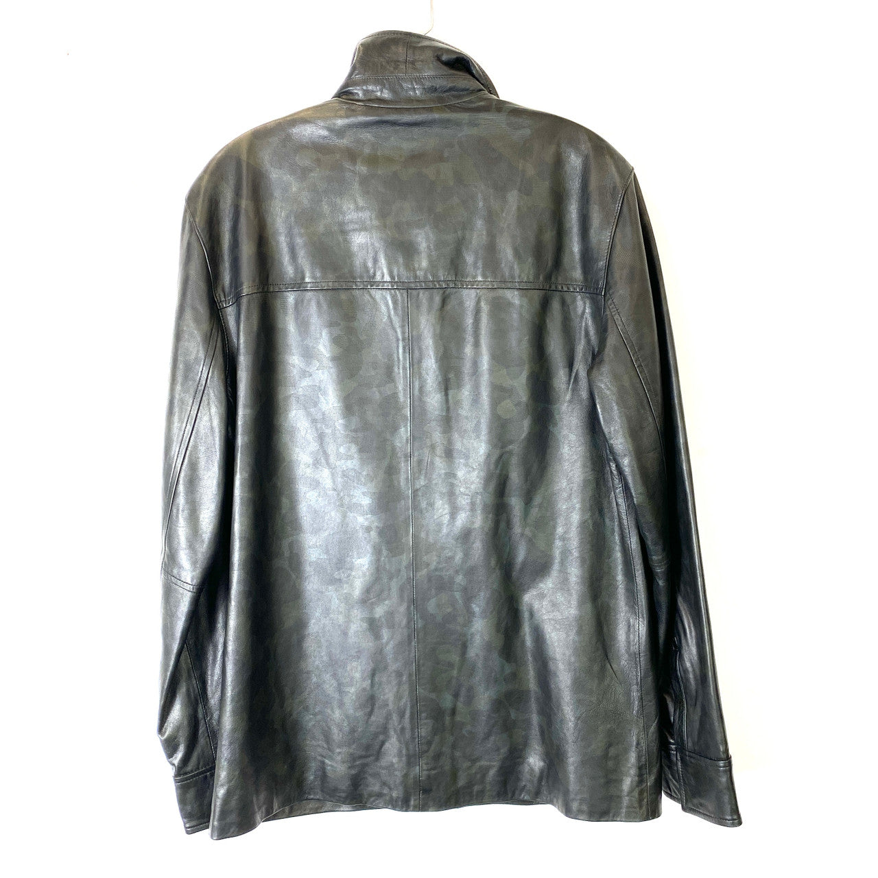 Robert Graham Camo Pattern Leather Shirt Jacket-Back