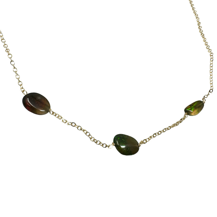 Delicate Gold Plated Iridescent Bead Chain Necklace