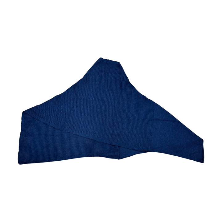 Portolano Asymmetrical Merino Wool Knit Poncho-Blue Back
