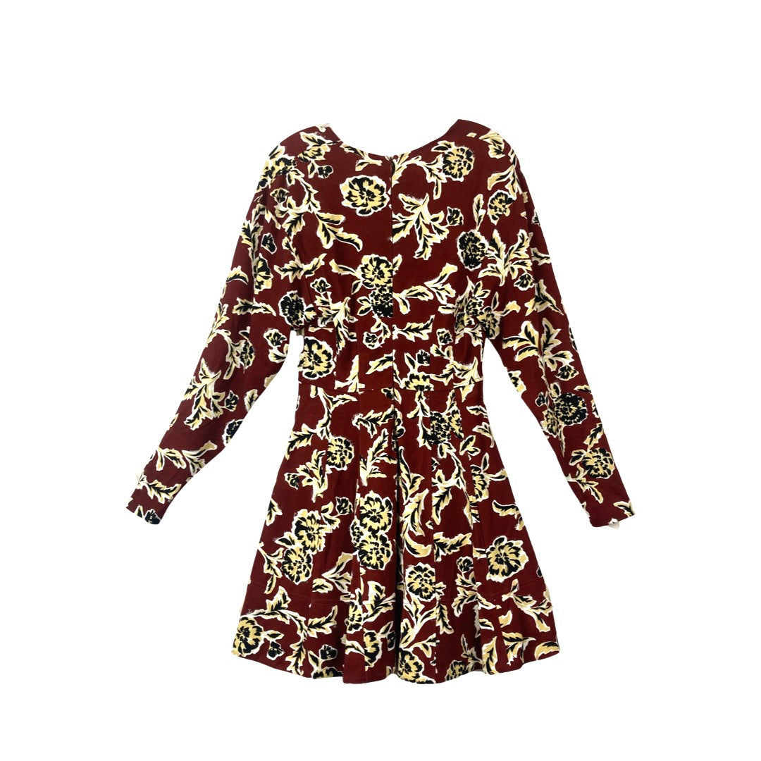 Tanya Taylor Brown and Beige Floral Jersey Dress-Back