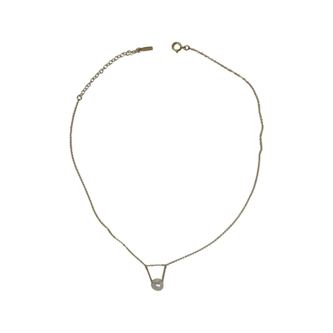 Kozakh Gold Filled Flat Pearl Necklace-Back