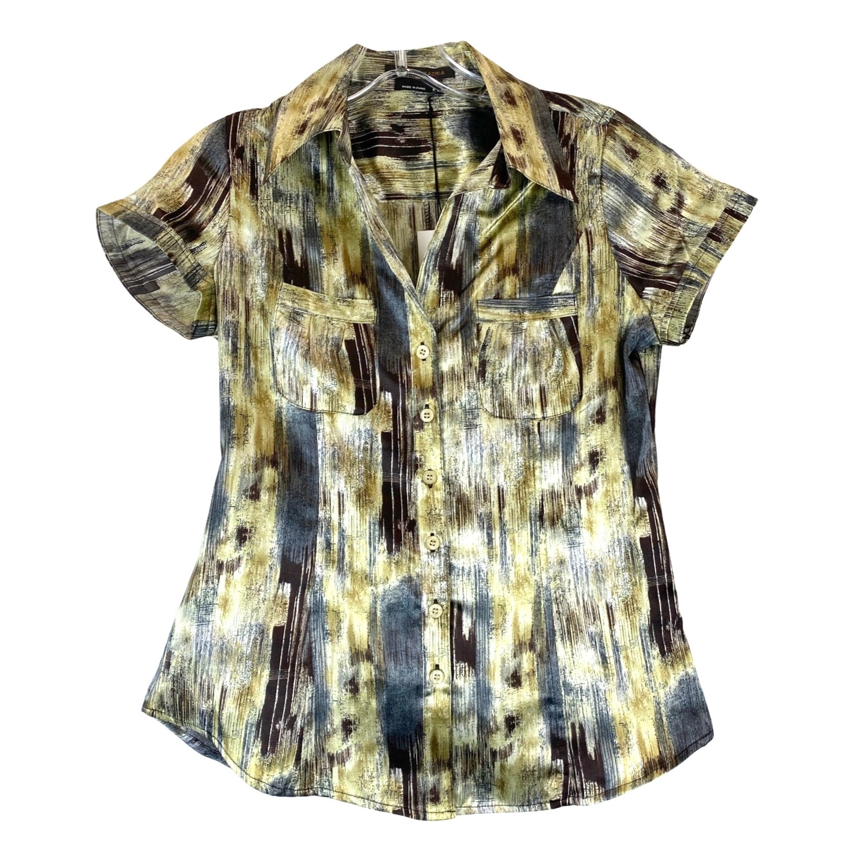 BCBGMAXAZRIA Short Sleeved Printed Blouse