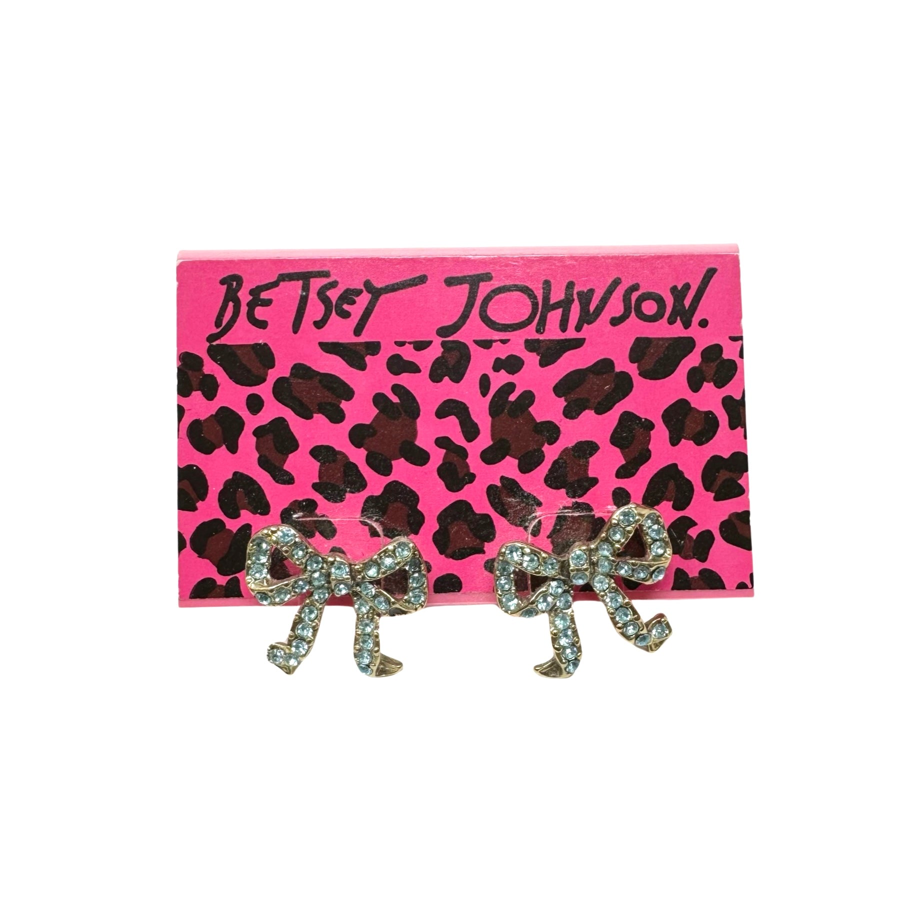 Betsey Johnson Rhinestone Bow Stud Earrings