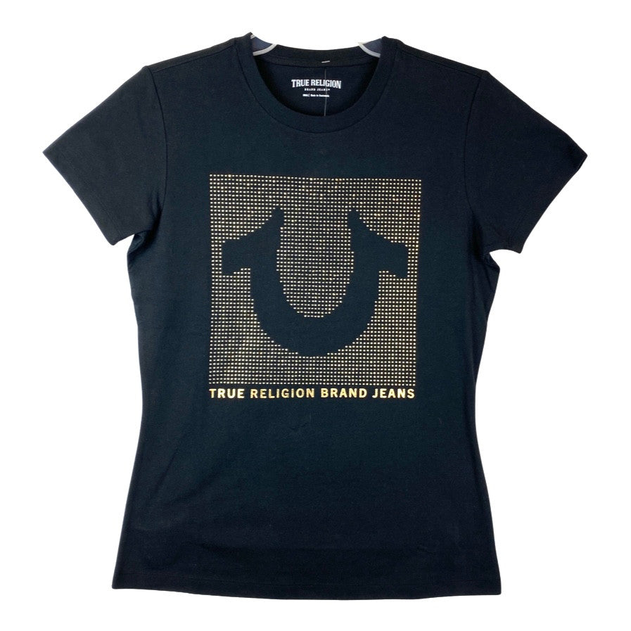 True Religion Embellished Horseshoe Logo T-Shirt-Black Front