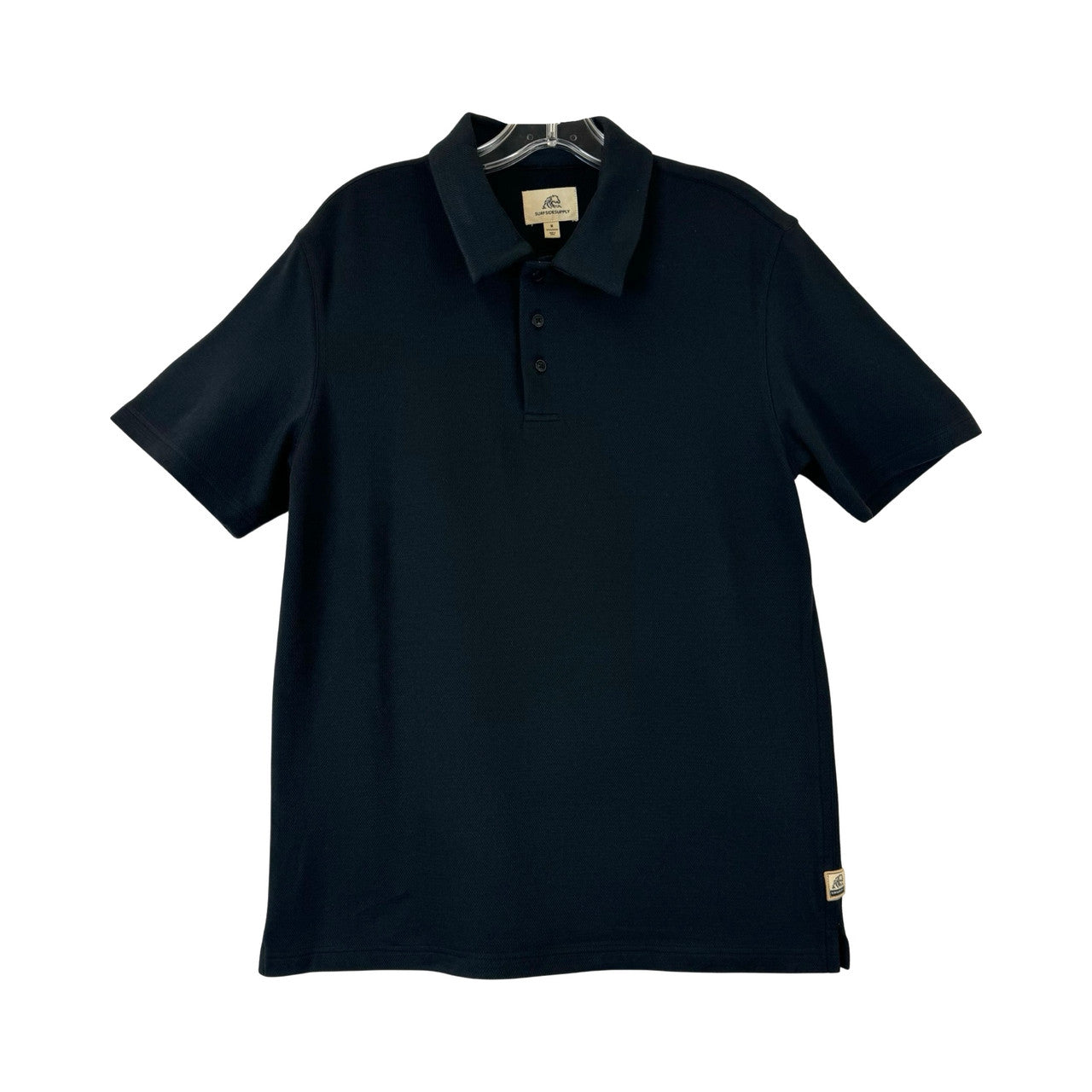 Surfside Supply Quarter Button Up Polo Top-Black Front