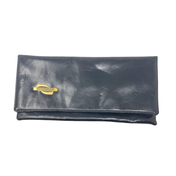 Vintage Leather Gold Tone Decal Clutch