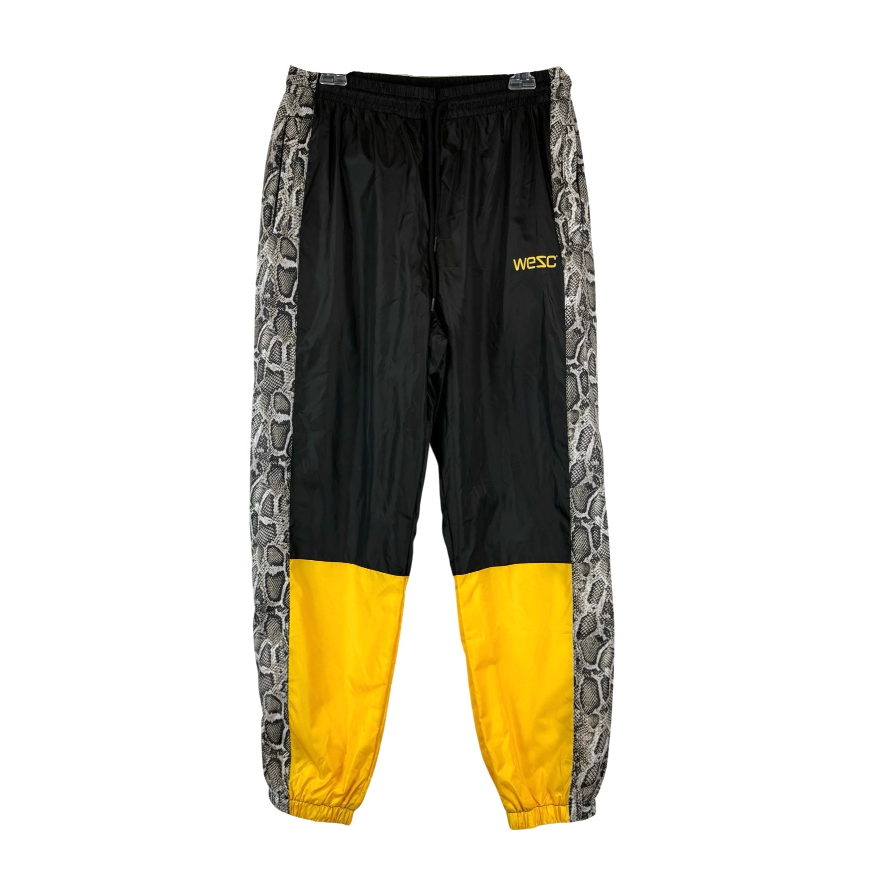 WESC Nylon Yellow Marcel Colorblock Snake Track Jogger