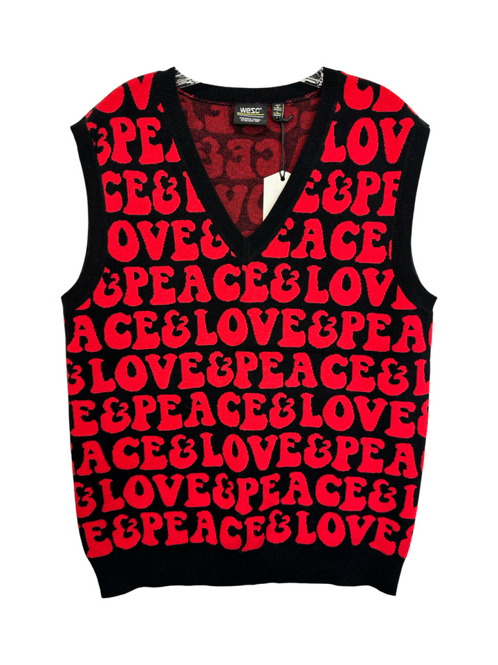 Wesc V-Neck Love and Peace Knit Vest-Thumbnail