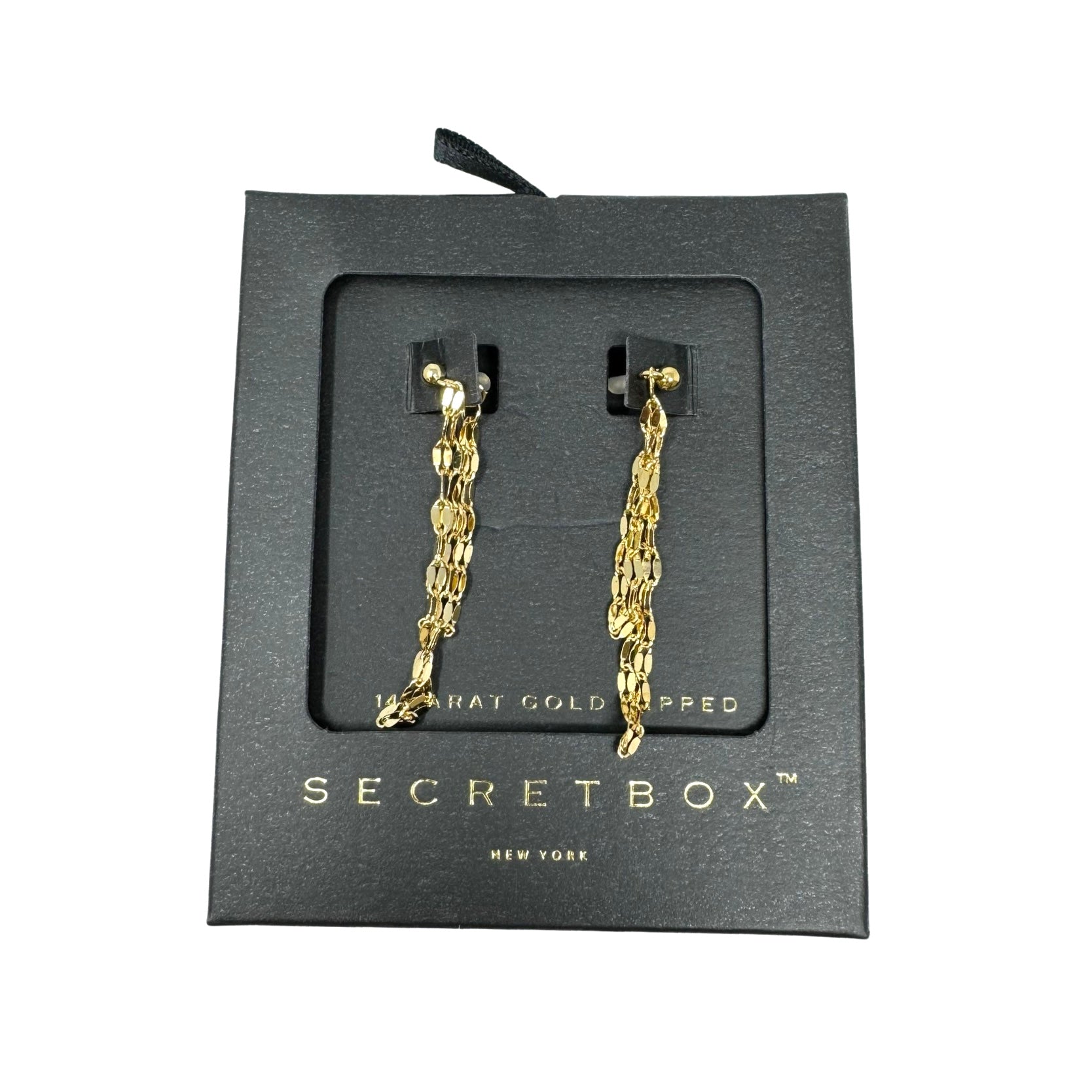 Secret Box Draped Chain Dangle Earrings