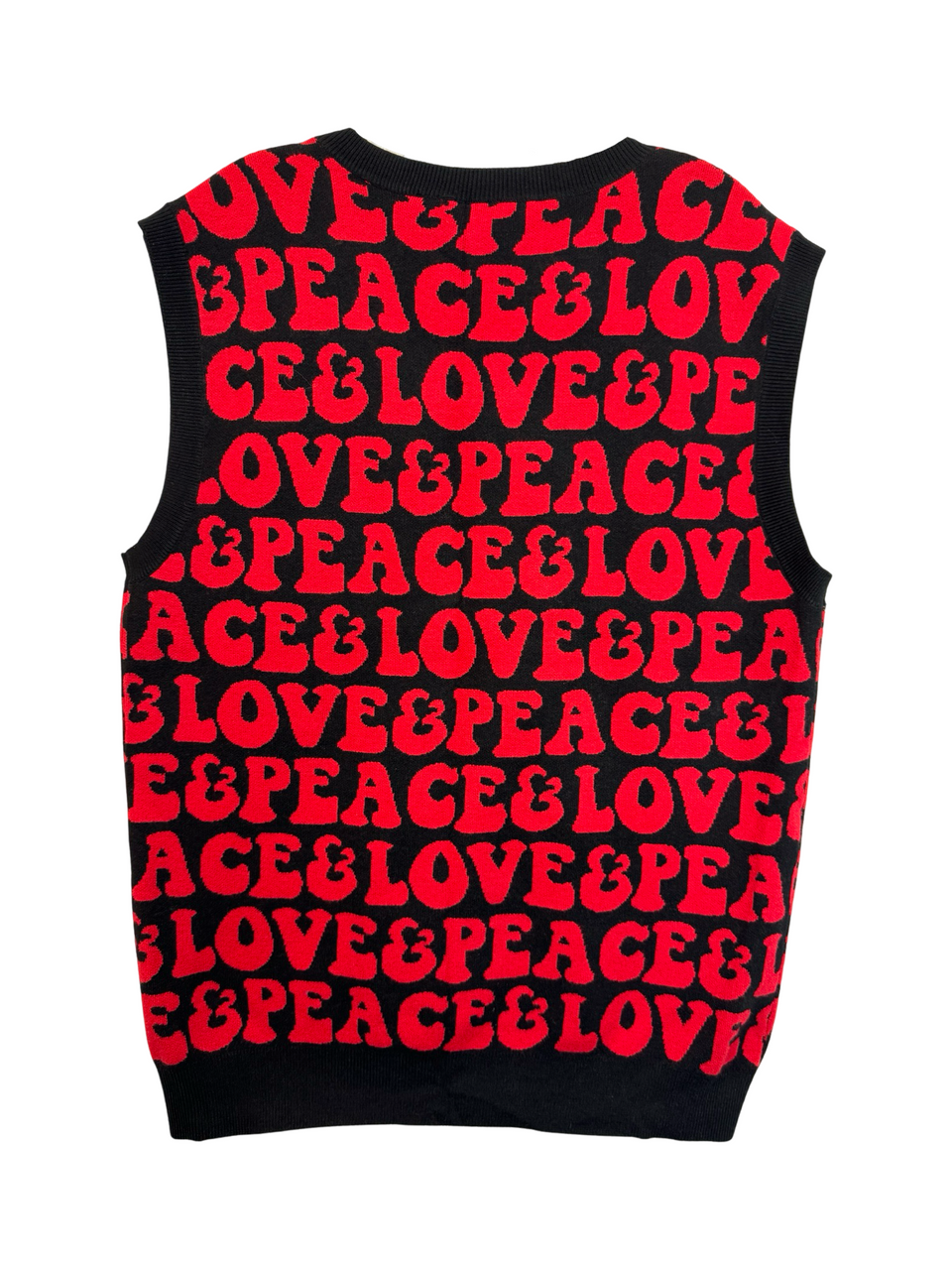 Wesc V-Neck Love and Peace Knit Vest-Back