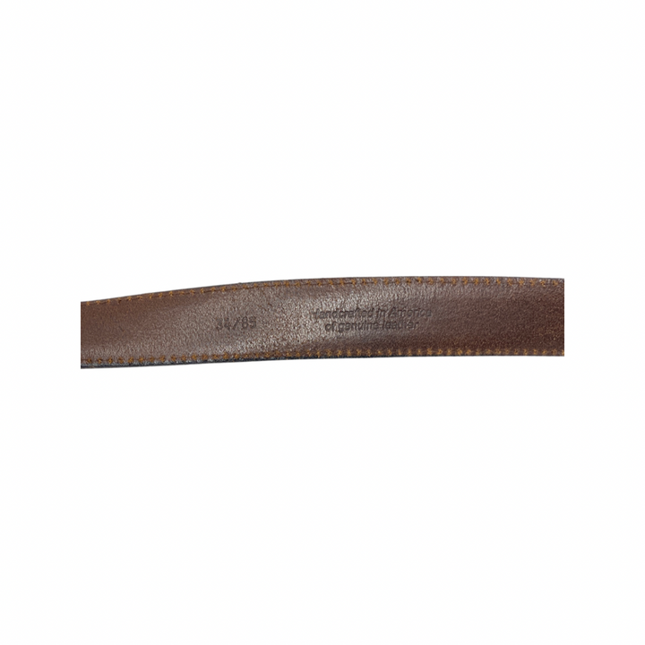 Brass Buckle Brown Leather Belt-Label