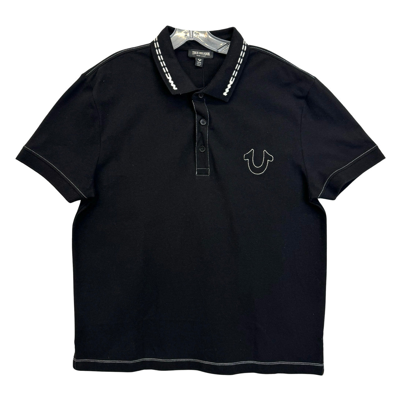 True Religion Relaxed Short Sleeve Polo-Black Front