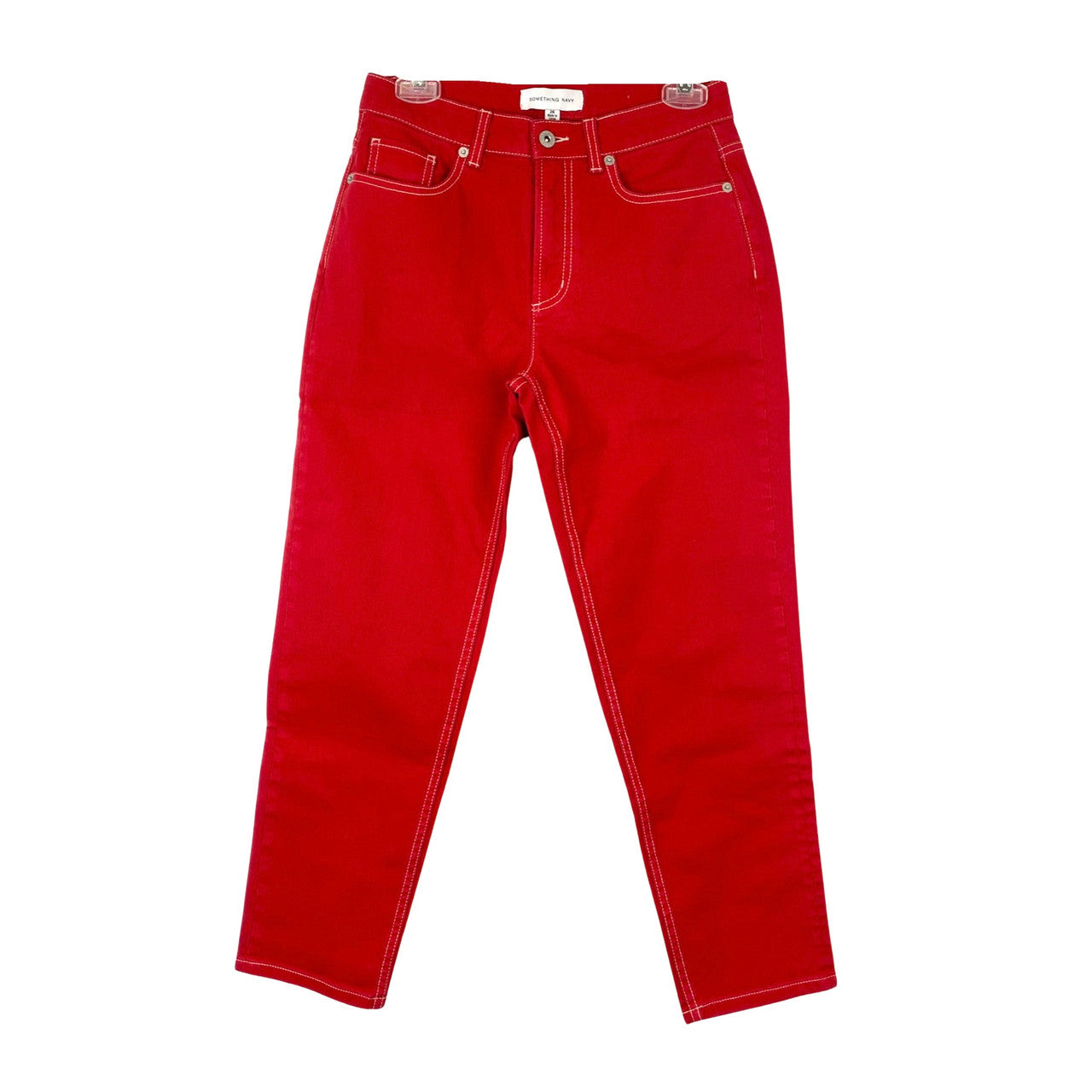 Something Navy Red Straight Leg Mom Jean-thumbnail